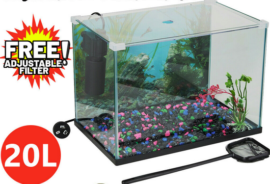 20Lt Aquarium Fish Tank Complete Set Includes Tank Filter Pump