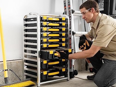 Utility Storage Rack for Yellow Organizer Tool Boxes, Neatly