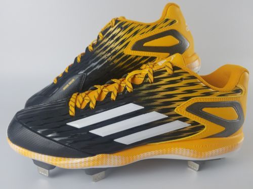 ADIDAS POWER ALLEY 3 MID BLACK/YELLOW BASEBALL CLEATS S84792  display picture 1