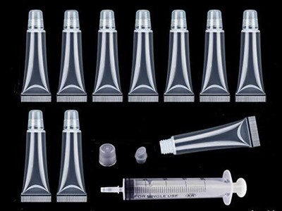 Aoshang 10Pcs 8ml Mini Refillable Empty Tubes Lip Gloss 13 Piece Set, clear 