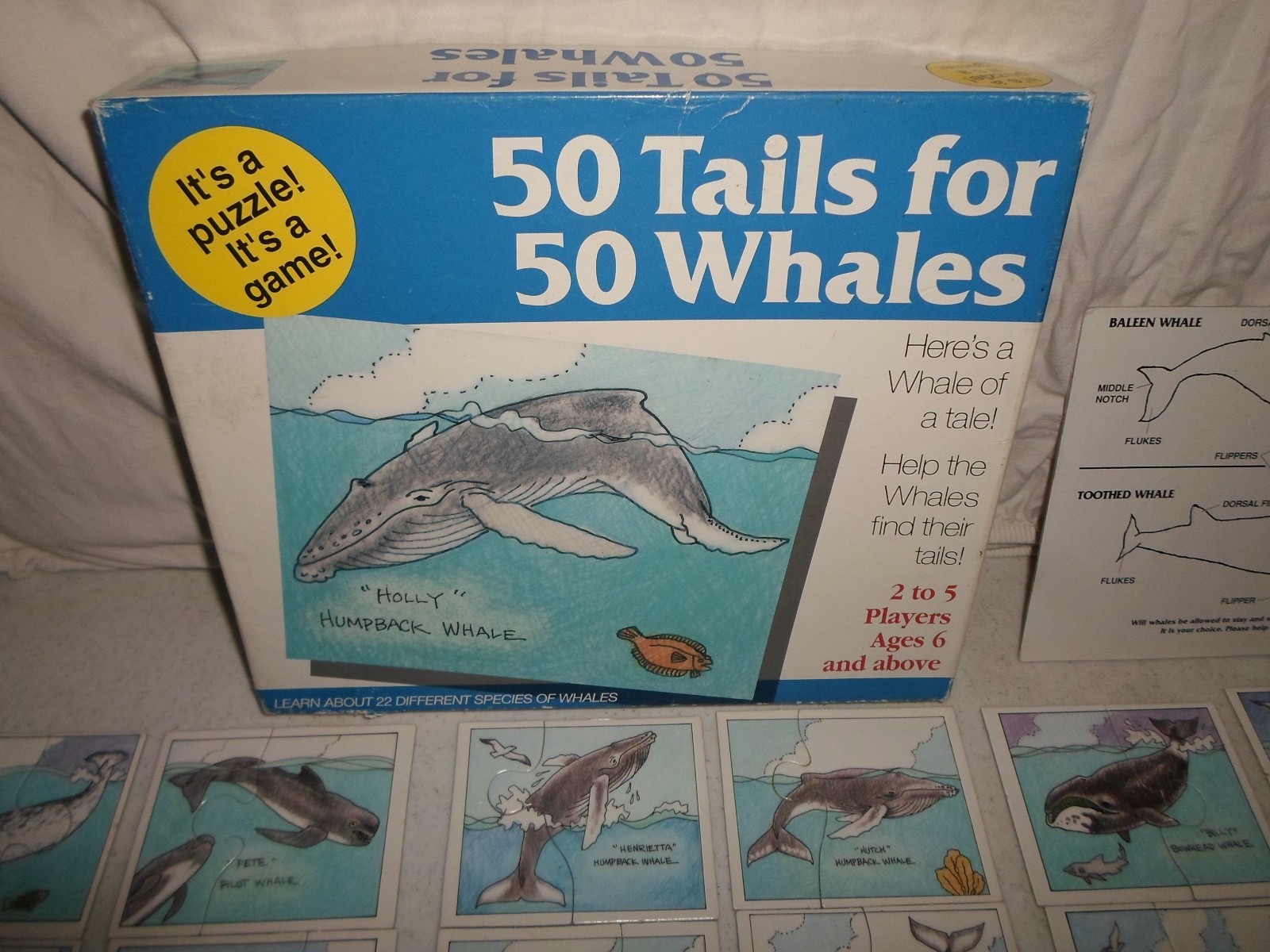 Complete 50 Whale for Tail Puzzle/Board Game Trivia Ocean Fact Matching Learning