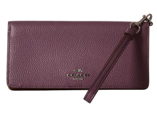 Coach Double Zip Wallet - Black Pebbled Leather - CU919 NWT