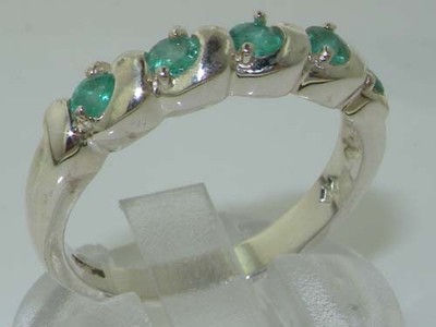 hallmarked 925 sterling silver natural emerald eternity ring