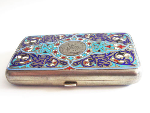 Antique German Alpacca Hoka Silver Plated Monogram Cigarette Case