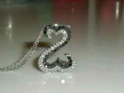 1.50Ct Round Black & White Diamond Open Heart Charm Pendant 14K White Gold Over