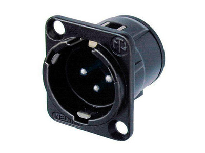 NEUTRIK NC3MD-V-B 3 Pole Male Receptacle,Vertical PCB Mount, Black Metal Housing