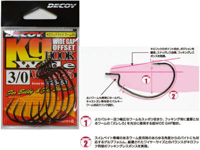 * DECOY. WORM 25, WIDE GAP OFFSET, Kg HOOK Wide. 