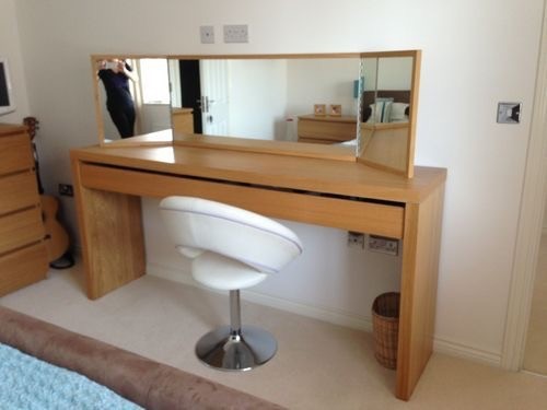 Ikea Malm Beech Dressing Table And Folding Mirror In Usk