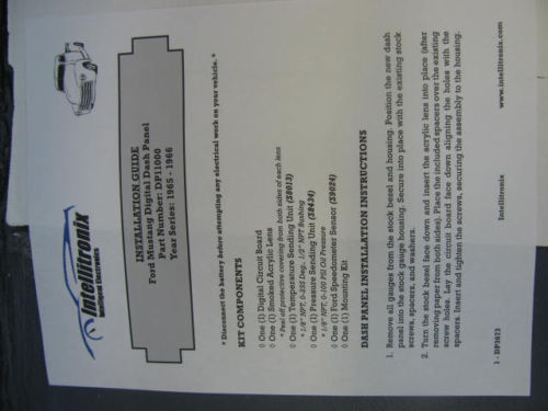 Ford Mustang Digital Dash Panel for 1965-1966 Gauges by Intellitronix White LEDs