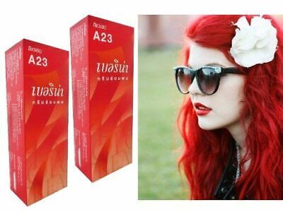 Berina A23 Fashion Color Bright Red Permanent Hair Dye Cream Color Best (Best Bright Hair Dye)