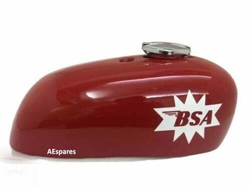 Fits BSA A65 Spitfire Hornet 2 Gallon Red Painted Steel Petrol Tank with Cap