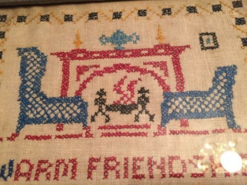 Antique SAMPLER NEEDLEPOINT circa 1910 