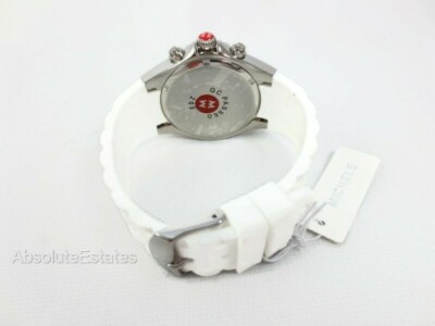 Pre-owned Michele Tahitian Jelly Bean White & Silver Watch Mww12f000090 +box