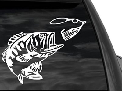 FGD Bass Fishing Car or Truck Vinyl Window Decal 12''x 9''
