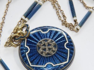 Antique HAAS NEVEUX 18k Gold Pendant Pocket Watch with Diamonds
