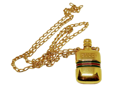 GUCCI vintage jewelry necklace Gucci hip flask motif perfume