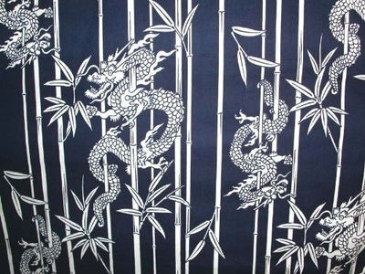 Japanese Yukata Kimono Sash Belt Robe Men 64" XL Cotton RYU Dragon Made in Japan