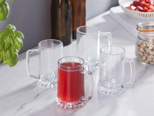 Set 4 Pezzi Brocca Bicchieri Boccali Birra In Vetro 260ml dfh