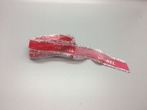 Chanel Holiday Christmas Red Ribbon Silver Trimmed 95cm New Ebay