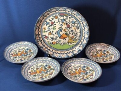 Williams Sonoma Jardim Pasta Bowl Set 5 Serving Salad Bird Peacock Provence NIB