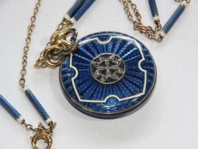 Antique HAAS NEVEUX 18k Gold Pendant Pocket Watch with Diamonds