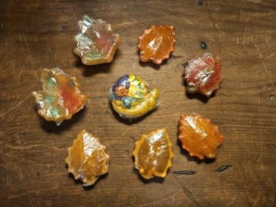 Turkey, Cornucopia, Indian Corn, Fall Leaves Floating Candles By Ganz Lot of 8