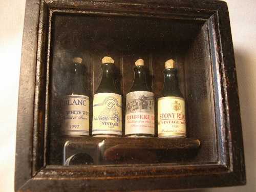 MIDWEST OF CANNON FALLS  SHADOWBOX W/ MINI WINE BOTTLES