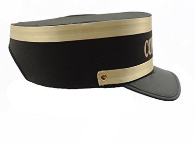 Conductor Hat Adult Black Gendarme Officer Train Engineer w/ Soft Gold Trim Cap