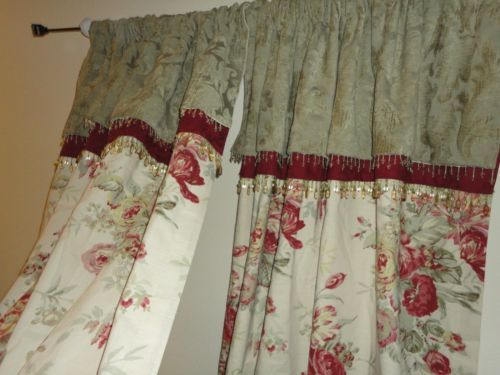 Linen Floral Window Curtains & Drapes