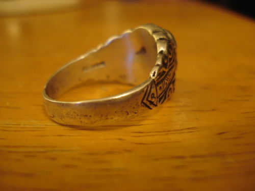 Vtg~(MEXICO)~ MEMENTO MORI~ SKULL RING!~STERLING SILVER~ SZ.10 1/2 !