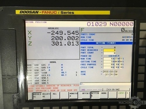 CNC VERTICAL MACHINING CENTER 2018 DOOSAN FANUC OiM8,000 RPM 39 X 18