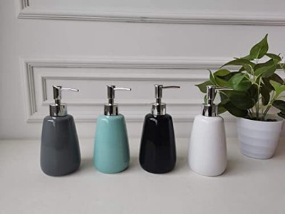 Cyan Hand Soap Dispenser Ceramics Bottles With Elegant Pump Top Bathroom Empty S