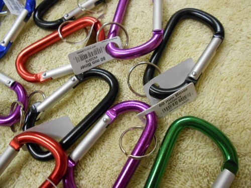 10 Carabiner with Split  Keyring  80 mm Assorted  Colors