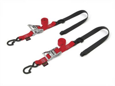 Powertye Tie-Down Rat Sec Hook Soft-Tye 1.5''X6.5' Red/Black Pair | 30571-ST