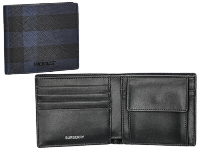 Pre-owned Burberry Men's Bi-fold 8073284 Navy Cc Bill Coin Newarticle In Blue