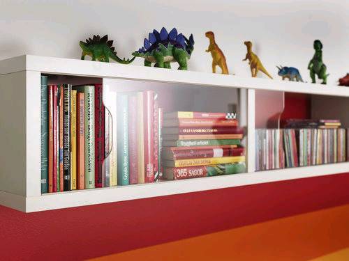 Ikea Odda Red White Kids Bedroom Living Room Wall Shelves Books