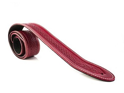 Red Genuine Leather Celtic Knot Texas Swirl Pattern Design 2” Wide Guitar Strap