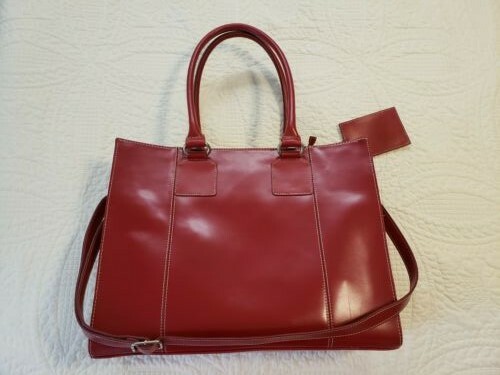 Wilson Leather Red Ladies' Laptop Briefcase Tote Bag
