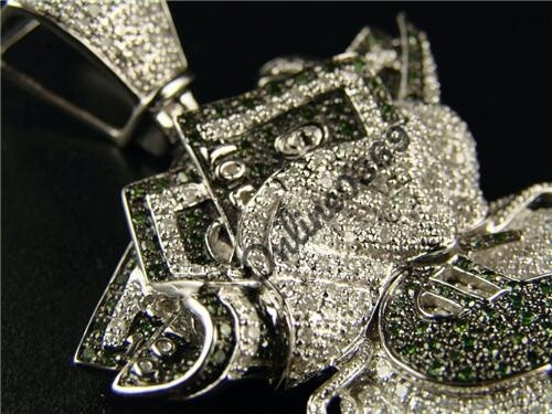 Pre-owned Online0369 Mens 3.9ct Emerald Cubic Zirconia Money Bag Charm Pendant Silver Free Stud