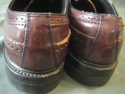 SHOES vintage dress Mens sz 8.5 C dark brown wingtips lace up arch support