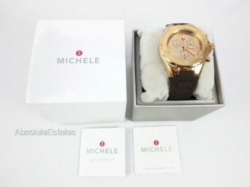 Pre-owned Michele Jelly Bean Tahitian Gold & Brown Silicone Watch Mww12f000101