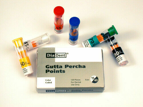 DIADENT Gutta Percha Points Endodontics (120 Pieces) All sizes Vial Packaging
