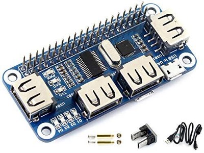 4-Port Raspberry Pi USB HUB HAT for Raspberry Pi 4B/3B+/3B/2B/B+/A+/Zero/Zero...
