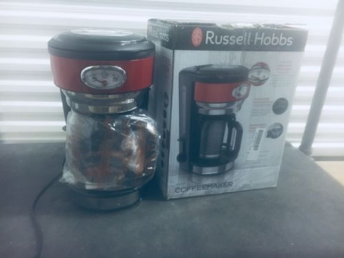 RUSSELL HOBBS Retro Noir RED Coffee Maker CM3100 EUC Tested Works Looks  Great