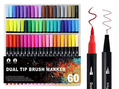 Fine Tip Brush Pens Art Markers For Kids Adult Coloring Dra.