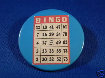 BINGO - RED CARD Button  pin pinback badge  NEW! 2 1/4'' FUNDRAISER GAMBLING HALL