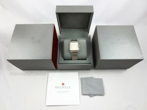 Pre-owned Michele Deco Ii Two Tone Gold & Silver Diamond Watch Mww06x000037