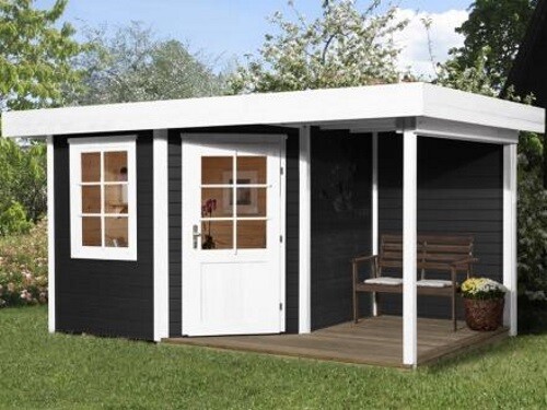 Weka Designhaus 'wekaLine 172 B' – Gartenhaus In Anthrazit, Mit 300 Cm Anbau, Massivholz
