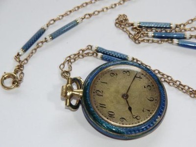 Antique HAAS NEVEUX 18k Gold Pendant Pocket Watch with Diamonds