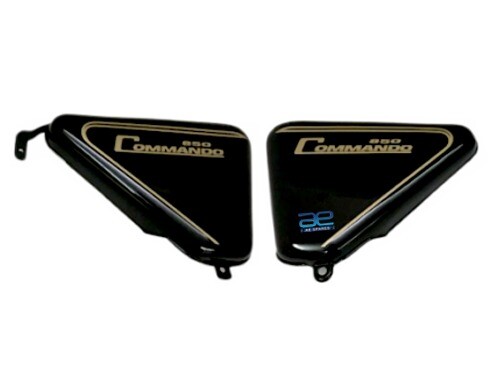 For Norton Commando Roadster 850 Side Panel Set Black Painted Golden striped  
